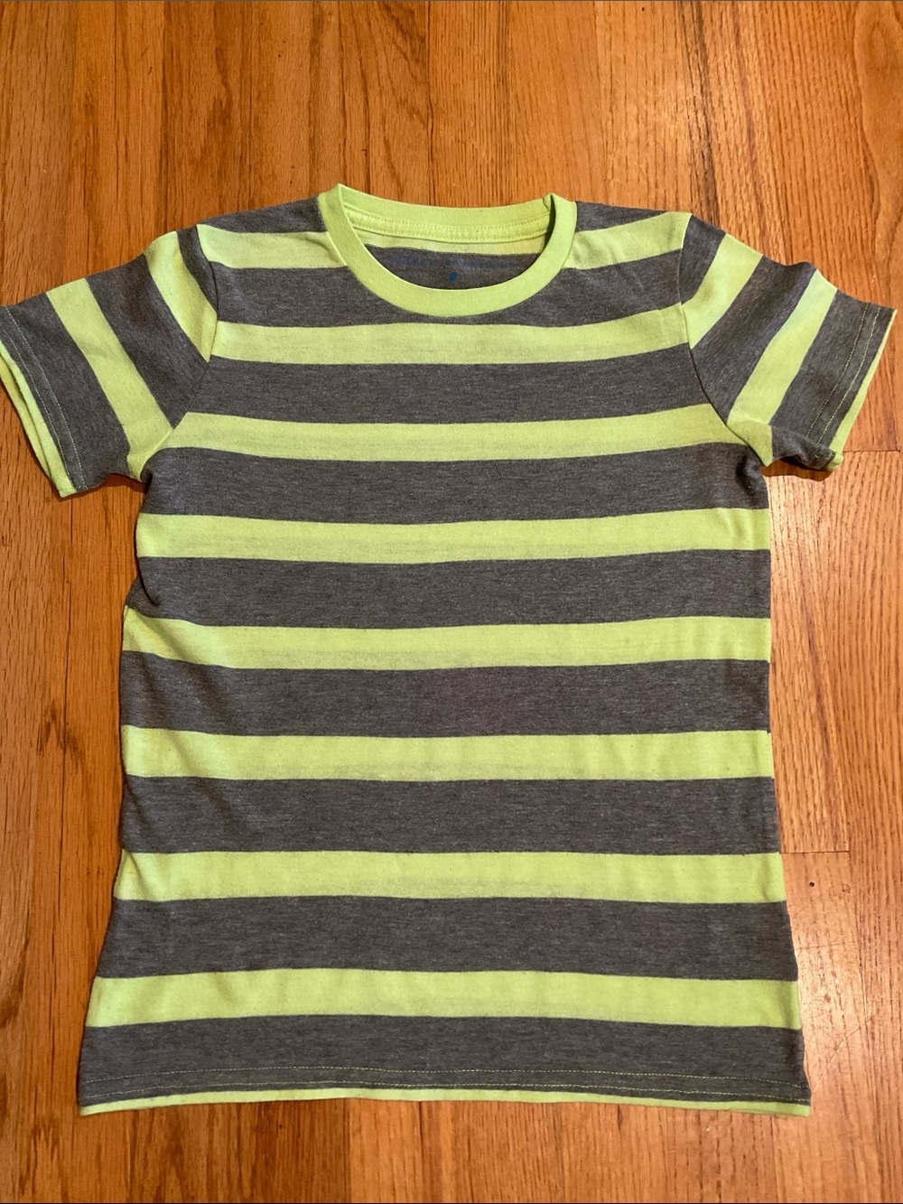Rockets of Awesome - T-Shirt - Neon Green/Gray Striped Boy’s Size 8 - TEE